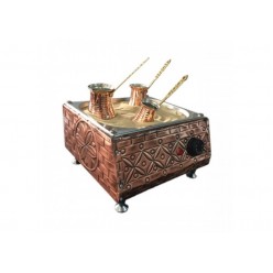 Turkish Copper Sand Coffee Machine with 3 Coffee Pots and 250gr Turkish Coffee