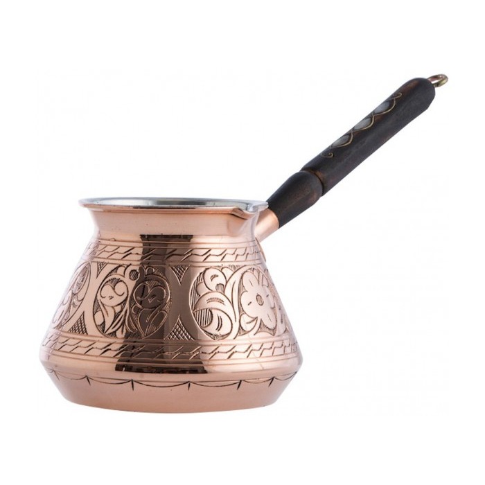 Solid Copper Hammered Copper Turkish Greek Arabic Coffee Pot Stovetop Coffee Maker Cezve Ibrik Briki with Wooden Handle