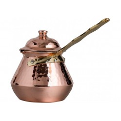 Solid Copper Hammered Copper Turkish Greek Arabic Coffee Pot with Lid Stovetop Coffee Maker Cezve Ibrik Briki with Brass Handle