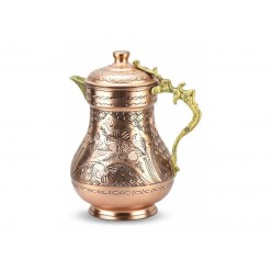 Solid Copper Handmade Engraved Jug Pitcher Carafe 2L Copper Vessel for Drinking Water