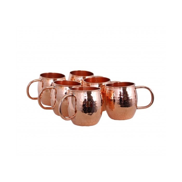 Moscow Mule Copper Mugs Set of 6 - Solid Copper Handcrafted Copper Mugs