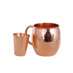 Moscow Mule Solid Smooth Copper Mug 45cL & Shot Glass 10cL