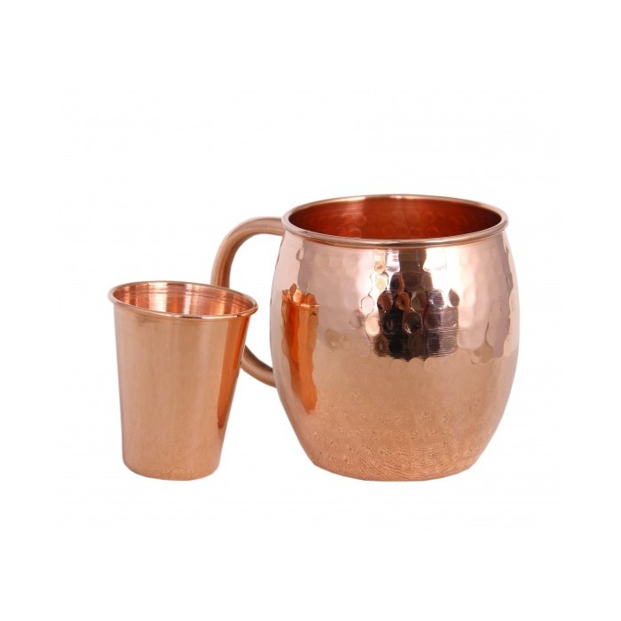 Moscow Mule Solid Smooth Copper Mug 45cL & Shot Glass 10cL