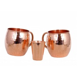 Moscow Mule Solid Smooth Copper Mug 45cL & Shot Glass 10cL