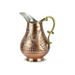 Solid Copper Handmade Engraved Jug Pitcher Carafe 2L Copper Vessel for Drinking Water