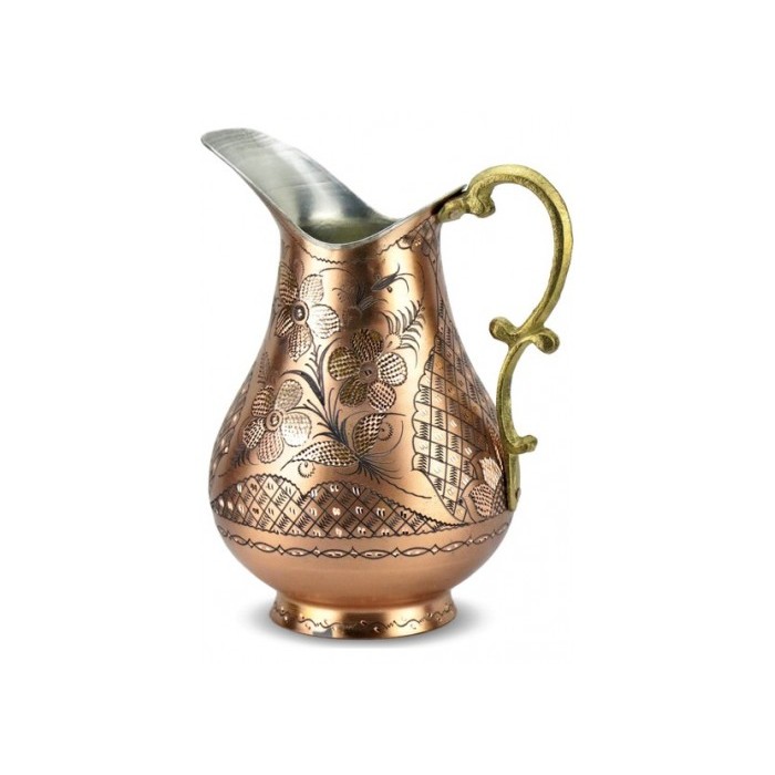 Solid Copper Handmade Engraved Jug Pitcher Carafe 2L Copper Vessel for Drinking Water