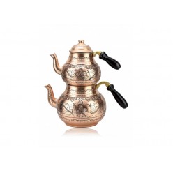 Copper Handmade Double Teakettle Turkish Teapot