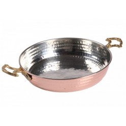 Copper Hammered Frying Pag Egg Pan Skillet with Lid