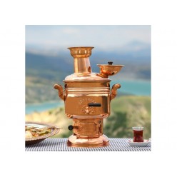 Copper Samovar Camp Stove Tea Kettle Water Heater 4L Semaver