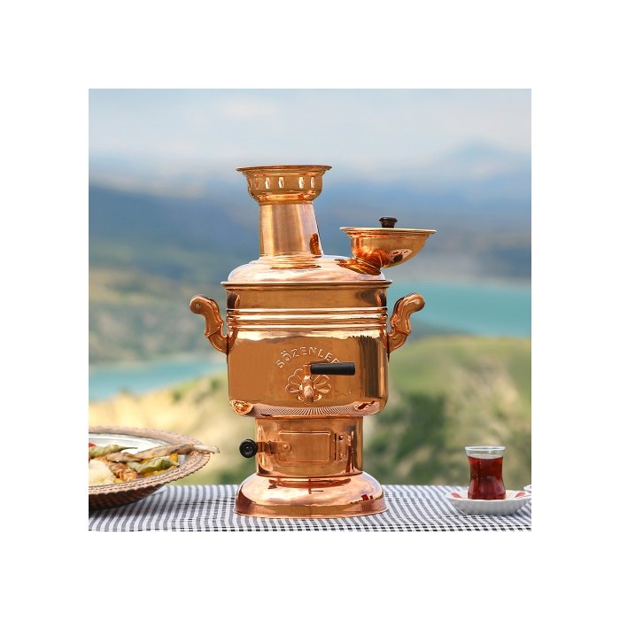 Copper Samovar Camp Stove Tea Kettle Water Heater 4L Semaver