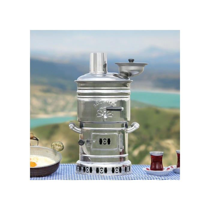 Steel Coal Samovar Camp Stove Tea Kettle Water Heater 4L Semaver