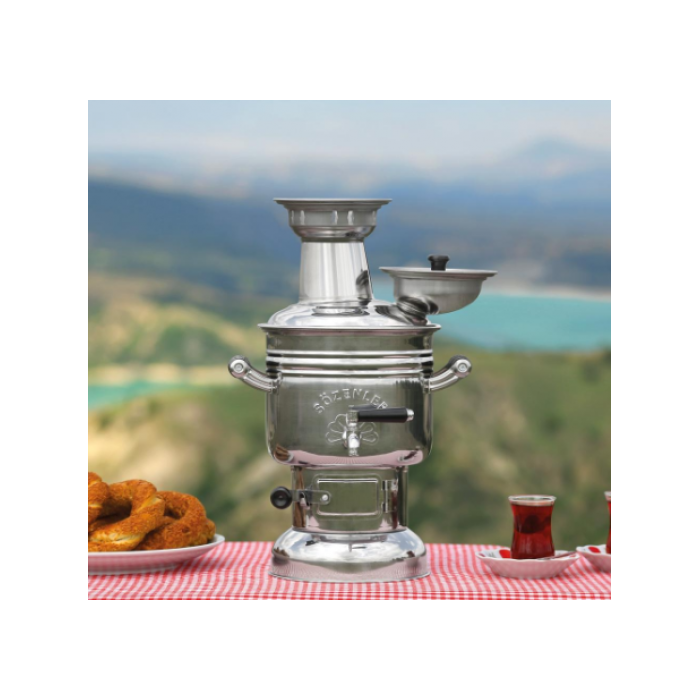 Steel Coal Samovar Camp Stove Tea Kettle Water Heater 2.5L Semaver