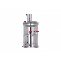 Stainless Steel Double Reservoir Coal and Wood Samovar Camp Stove Tea Kettle Water Heater 4L