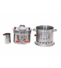 Stainless Steel Double Reservoir Coal and Wood Samovar Camp Stove Tea Kettle Water Heater 4L